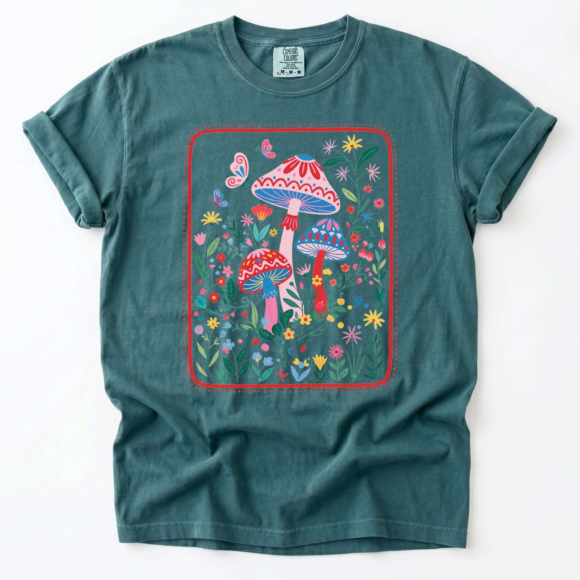 Folk Art Mushroom Vintage Washed T-Shirt