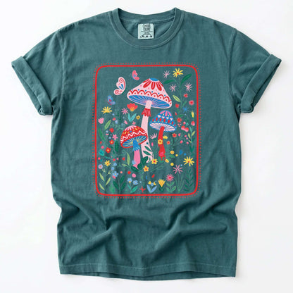 Folk Art Mushroom Vintage Washed T-Shirt