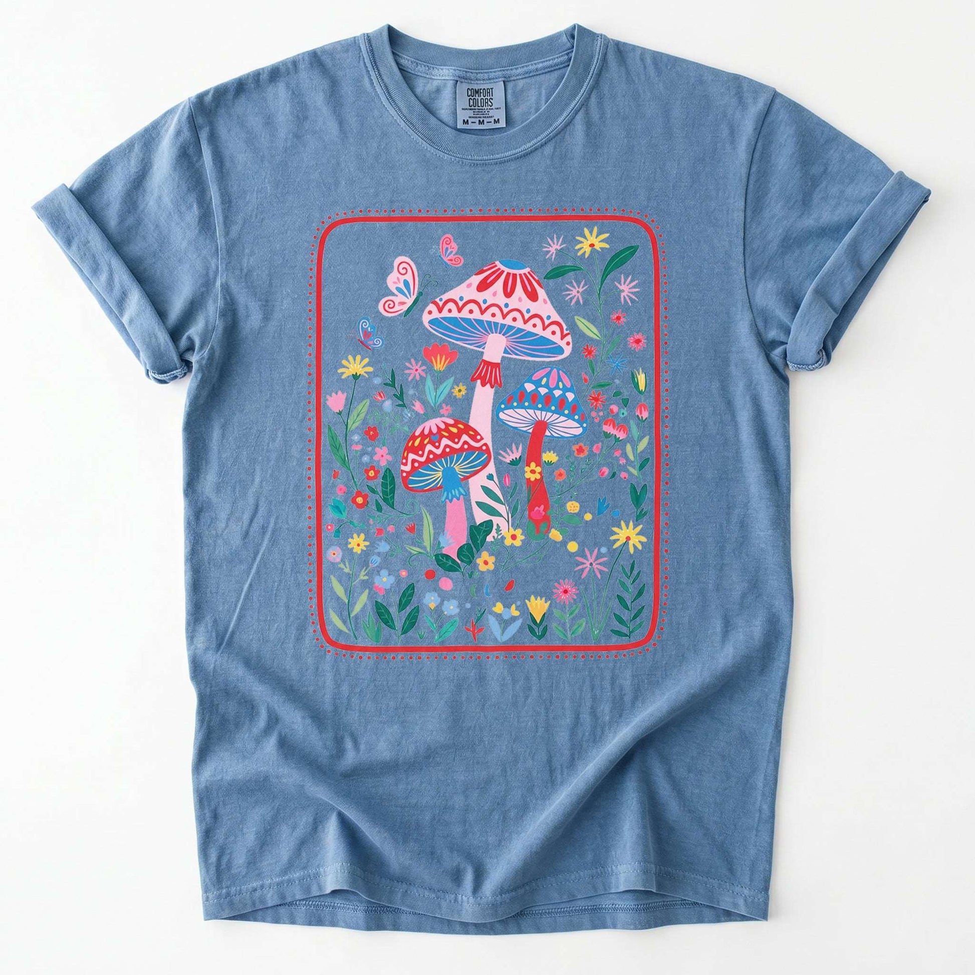 Folk Art Mushroom Vintage Washed T-Shirt