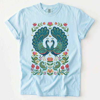 Folk Art Peacocks Vintage Washed T-Shirt