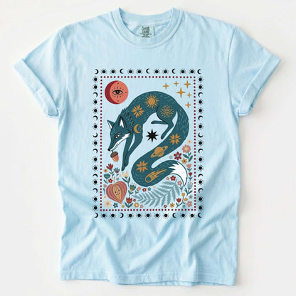 Folk Art Celestial Fox Vintage Washed T-Shirt