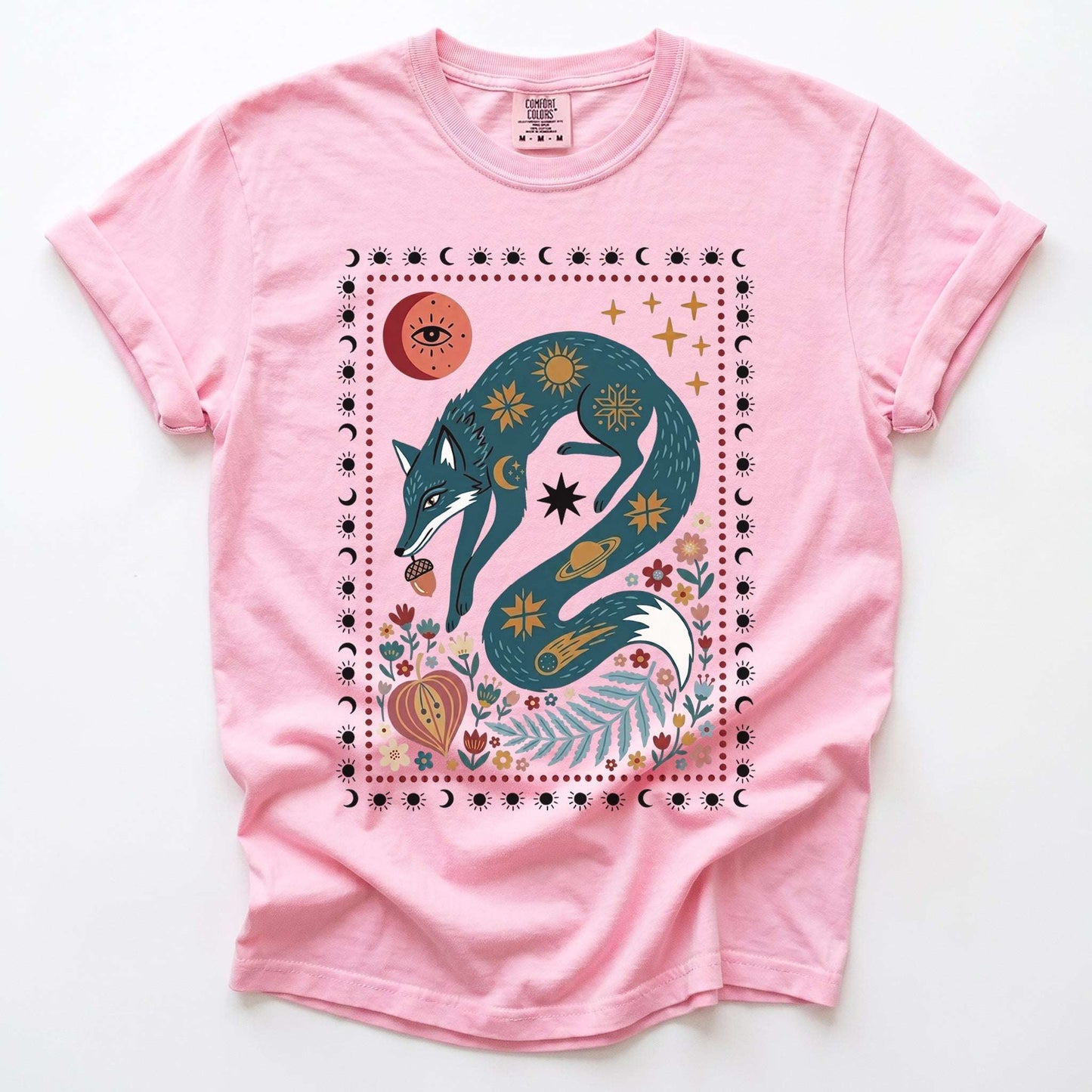 Folk Art Celestial Fox Vintage Washed T-Shirt