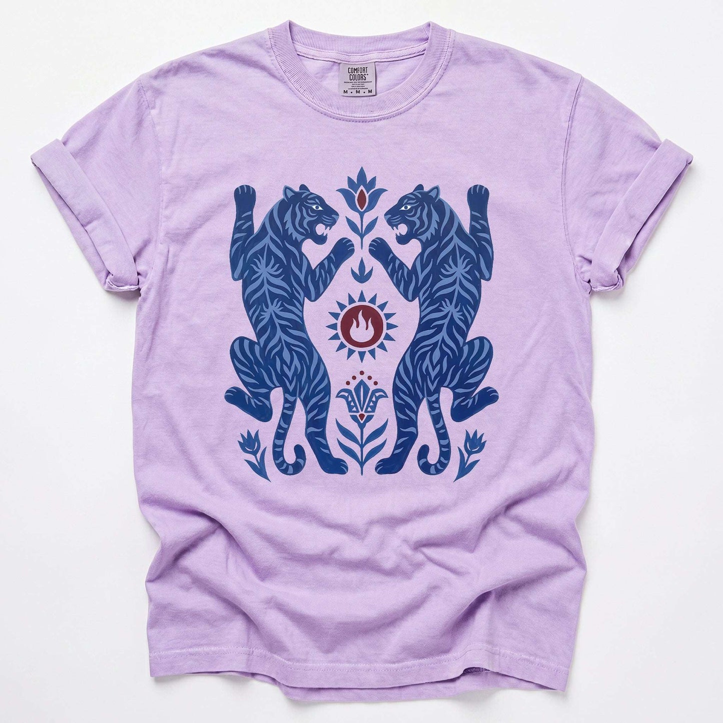 Folk Art Mirror Tigers Vintage Washed T-Shirt