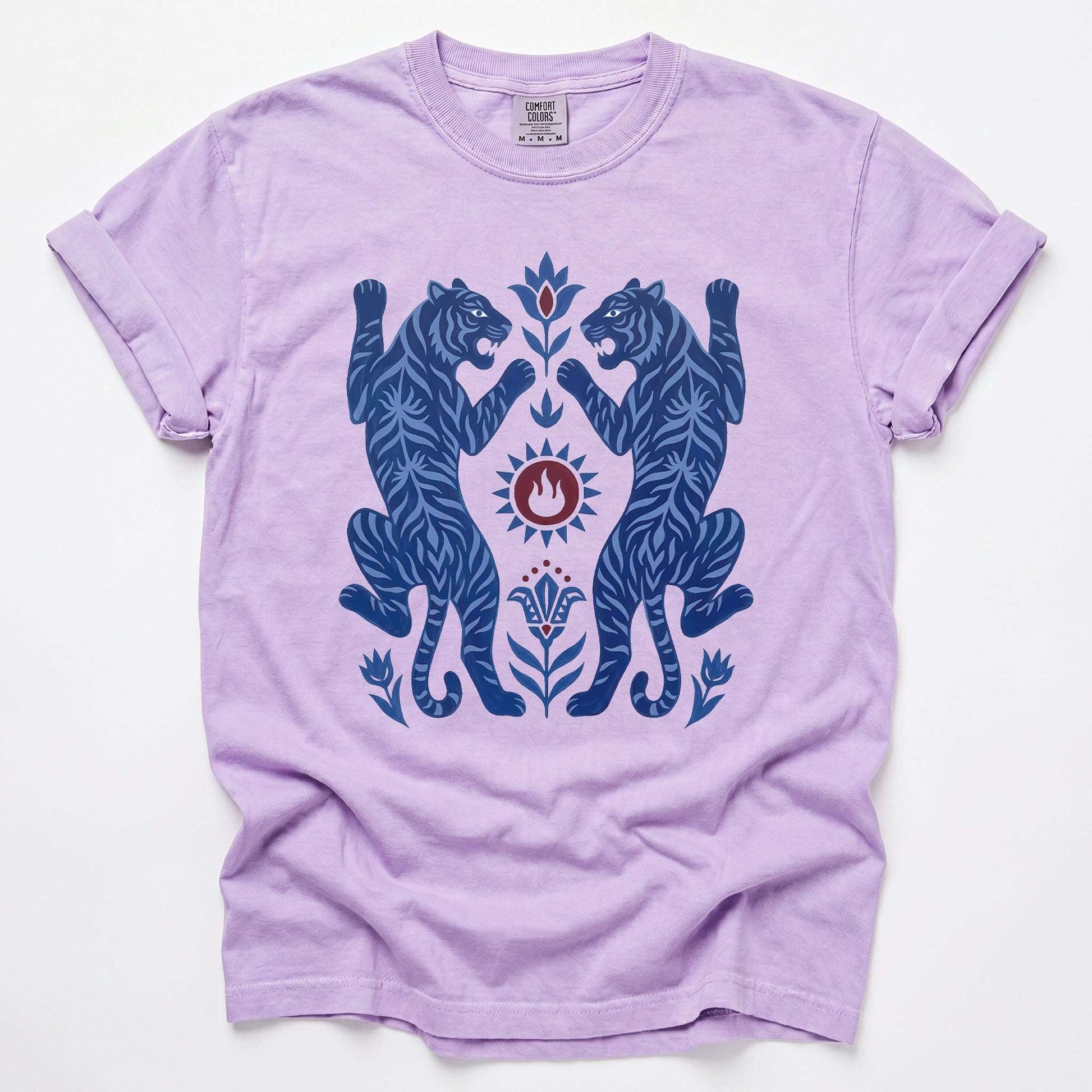 Folk Art Mirror Tigers Vintage Washed T-Shirt