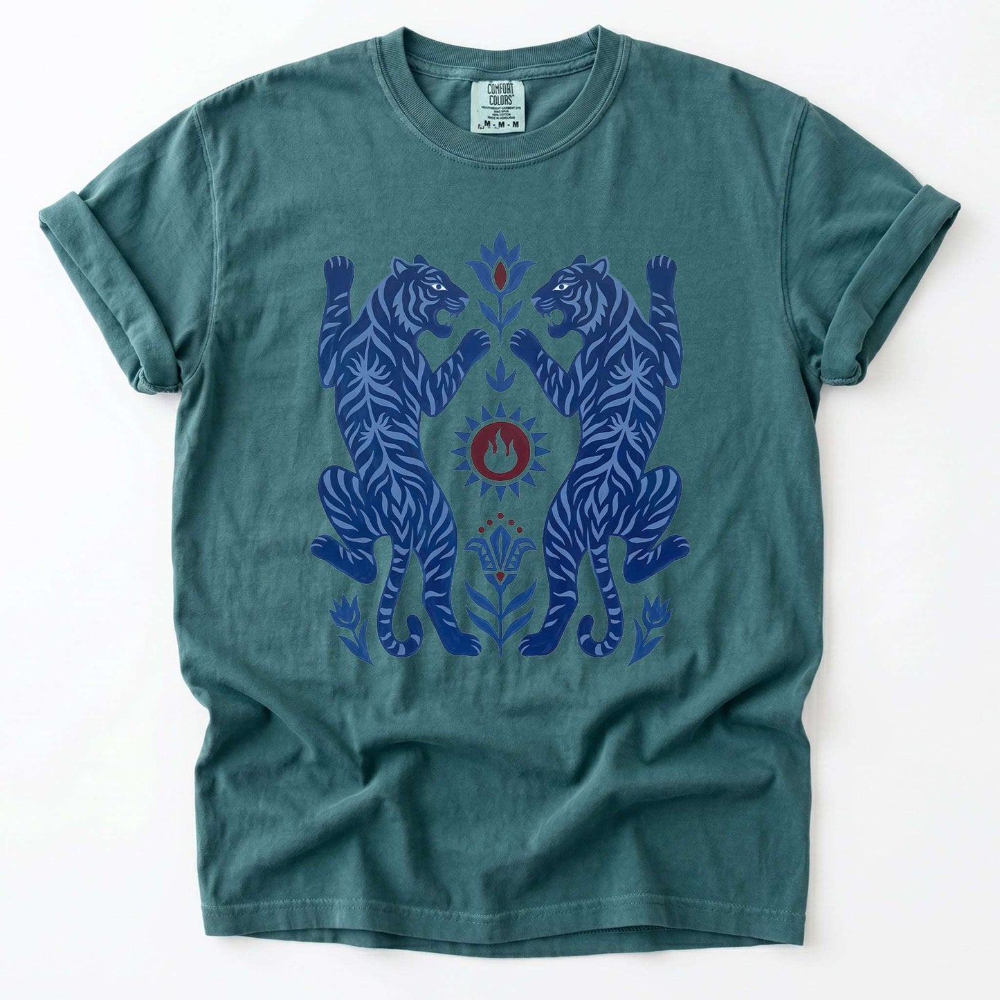 Folk Art Mirror Tigers Vintage Washed T-Shirt