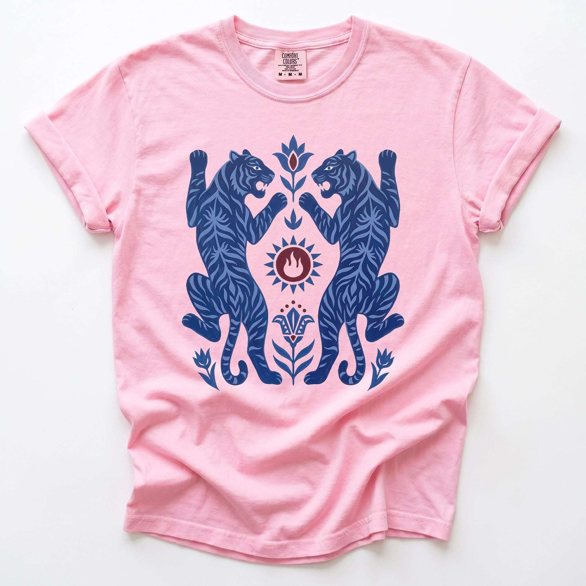 Folk Art Mirror Tigers Vintage Washed T-Shirt