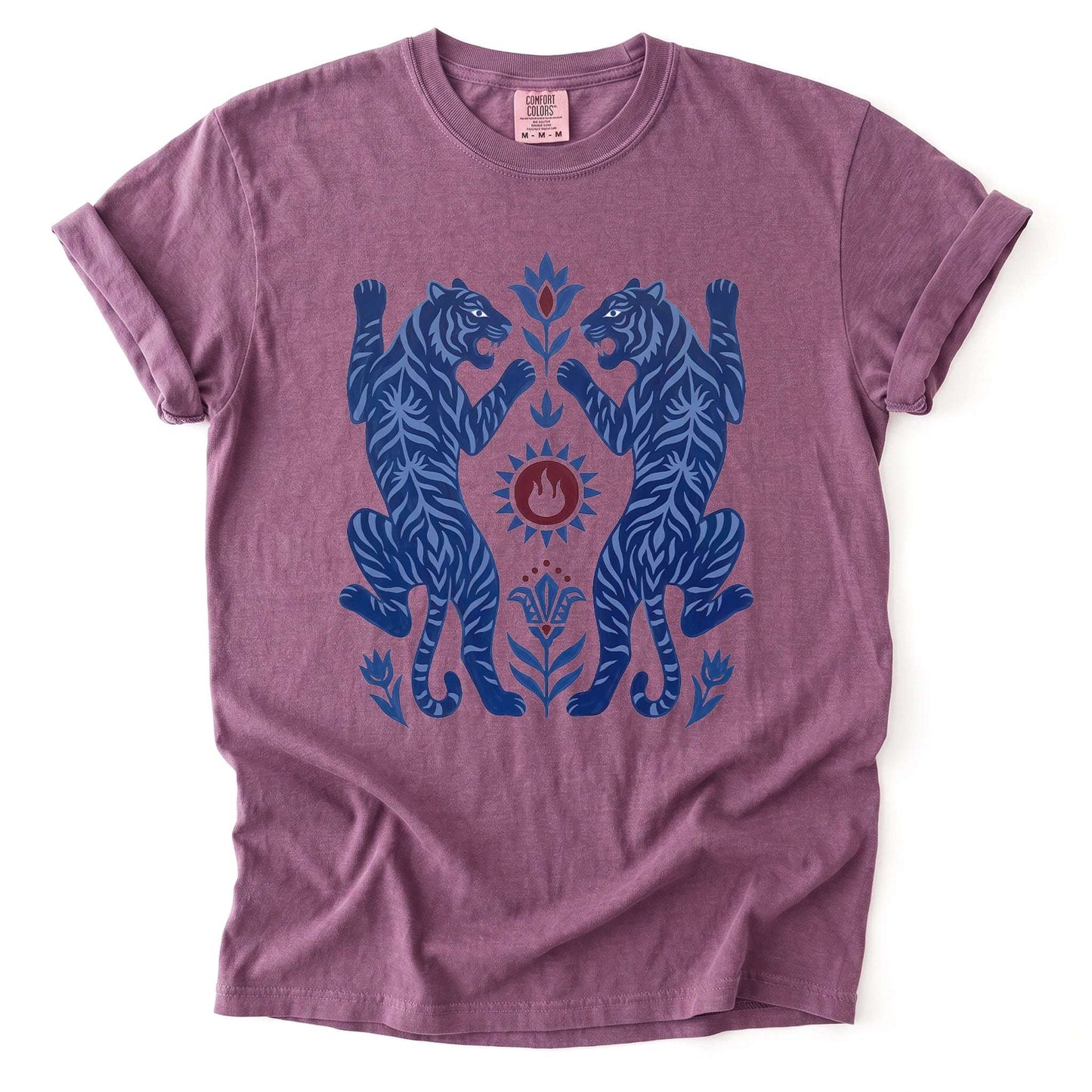 Folk Art Mirror Tigers Vintage Washed T-Shirt