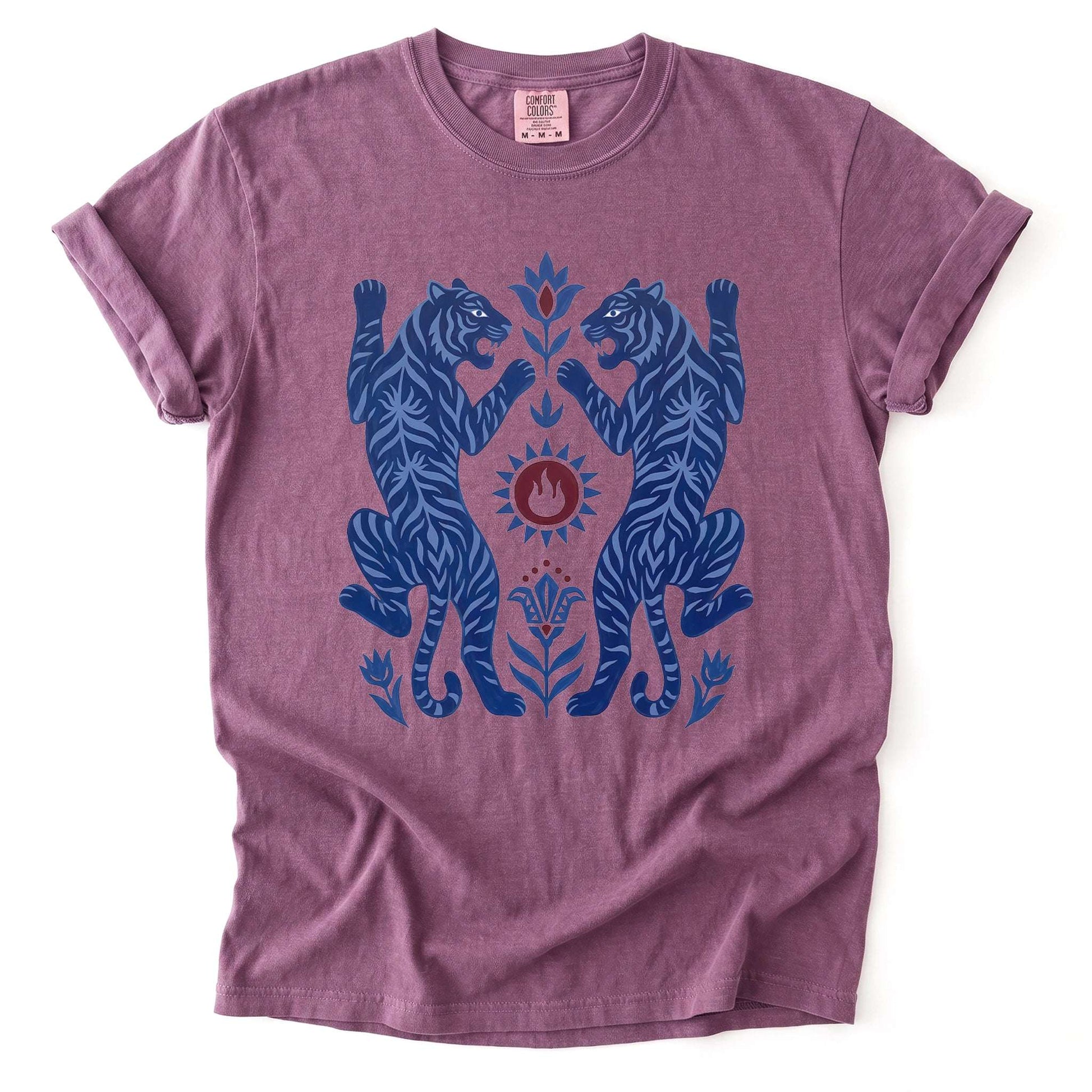 Folk Art Mirror Tigers Vintage Washed T-Shirt