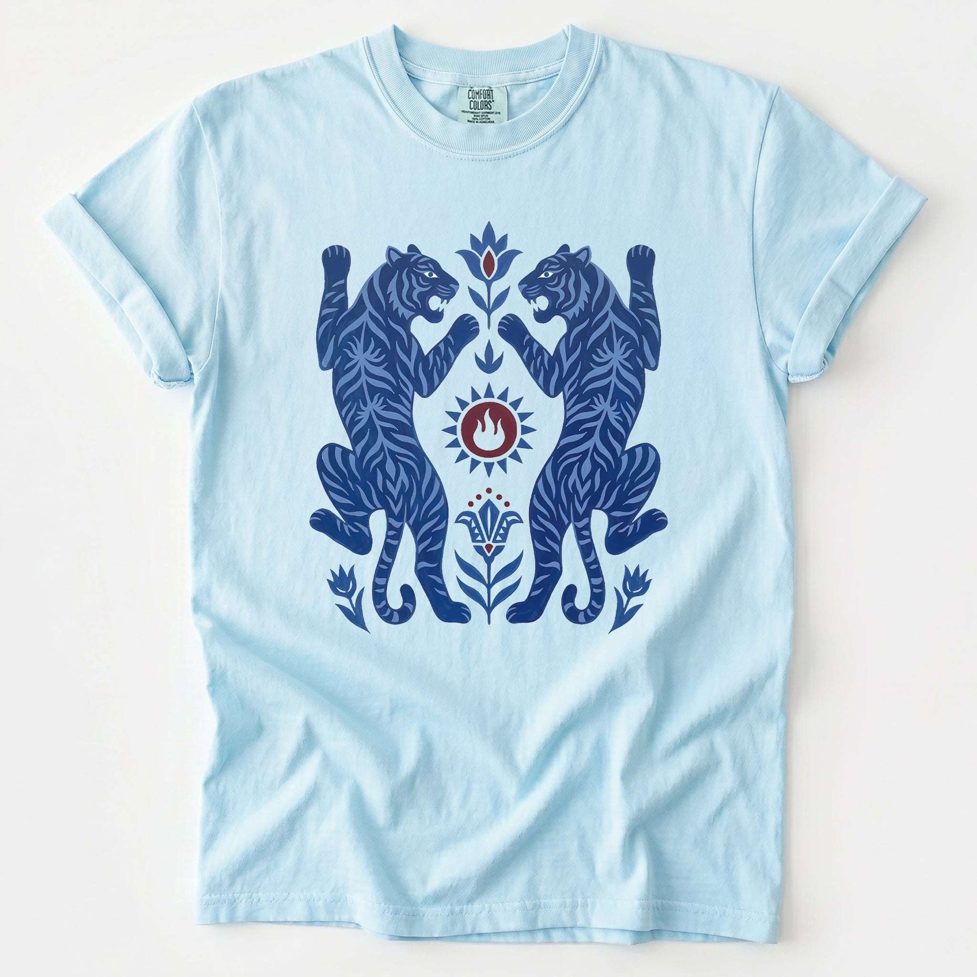 Folk Art Mirror Tigers Vintage Washed T-Shirt