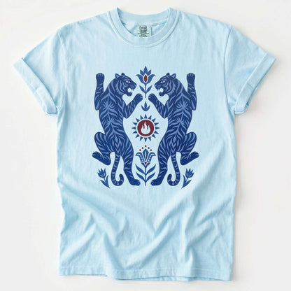 Folk Art Mirror Tigers Vintage Washed T-Shirt