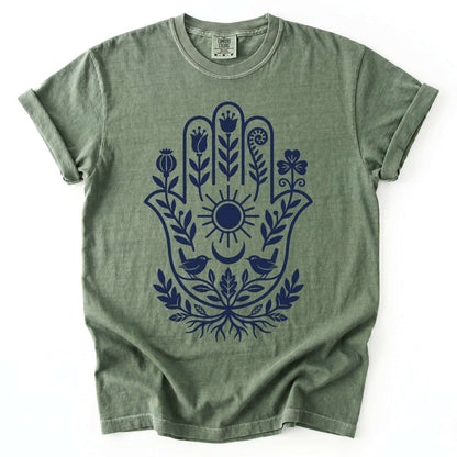 Hamsa Hand Folk Art Vintage Washed T-Shirt