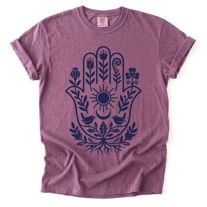 Hamsa Hand Folk Art Vintage Washed T-Shirt