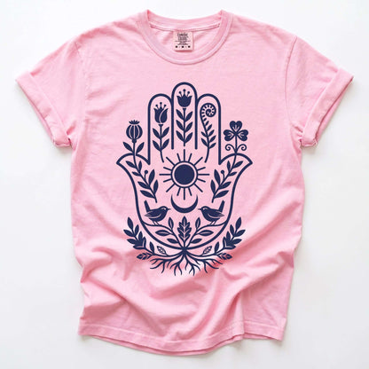 Hamsa Hand Folk Art Vintage Washed T-Shirt