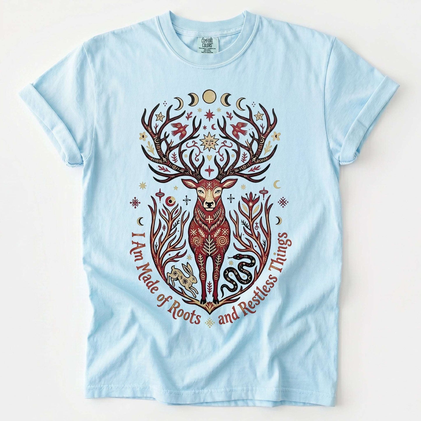 Mystical Folk Art Stag Vintage Washed T-Shirt