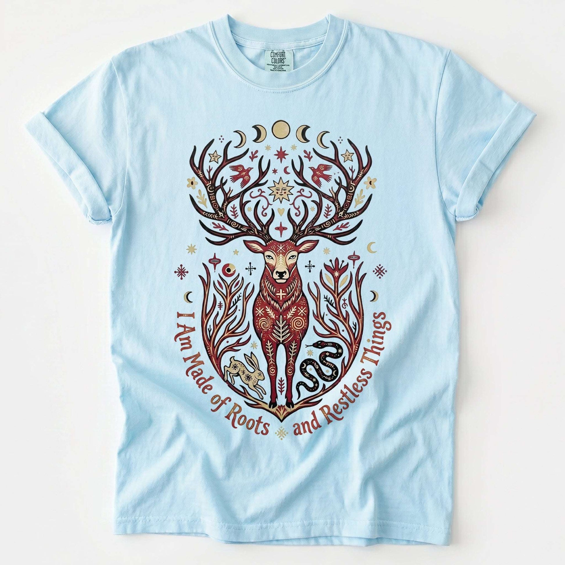 Mystical Folk Art Stag Vintage Washed T-Shirt