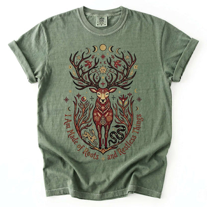 Mystical Folk Art Stag Vintage Washed T-Shirt