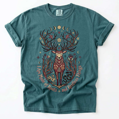 Mystical Folk Art Stag Vintage Washed T-Shirt