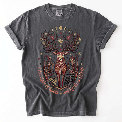 Mystical Folk Art Stag Vintage Washed T-Shirt