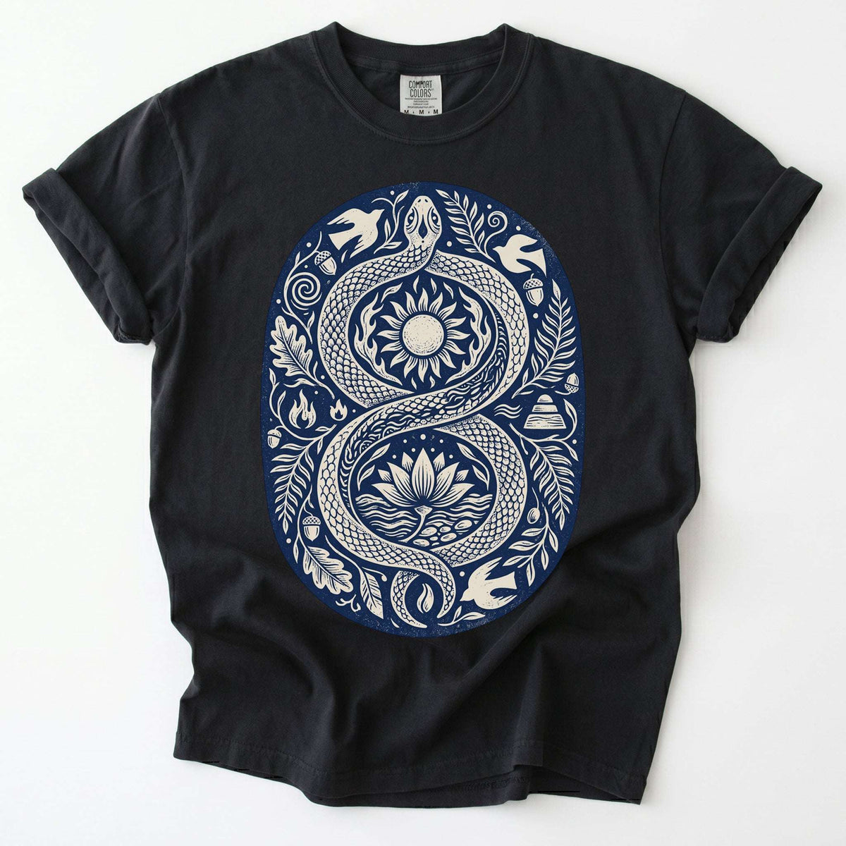 Infinity Serpent Block Print Vintage Washed T-Shirt