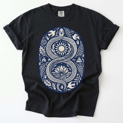 Infinity Serpent Block Print Vintage Washed T-Shirt