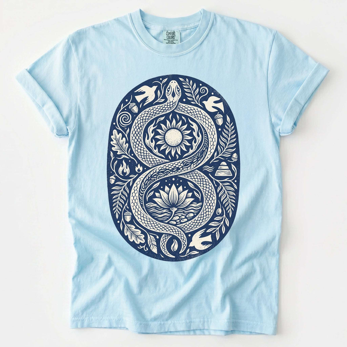 Infinity Serpent Block Print Vintage Washed T-Shirt