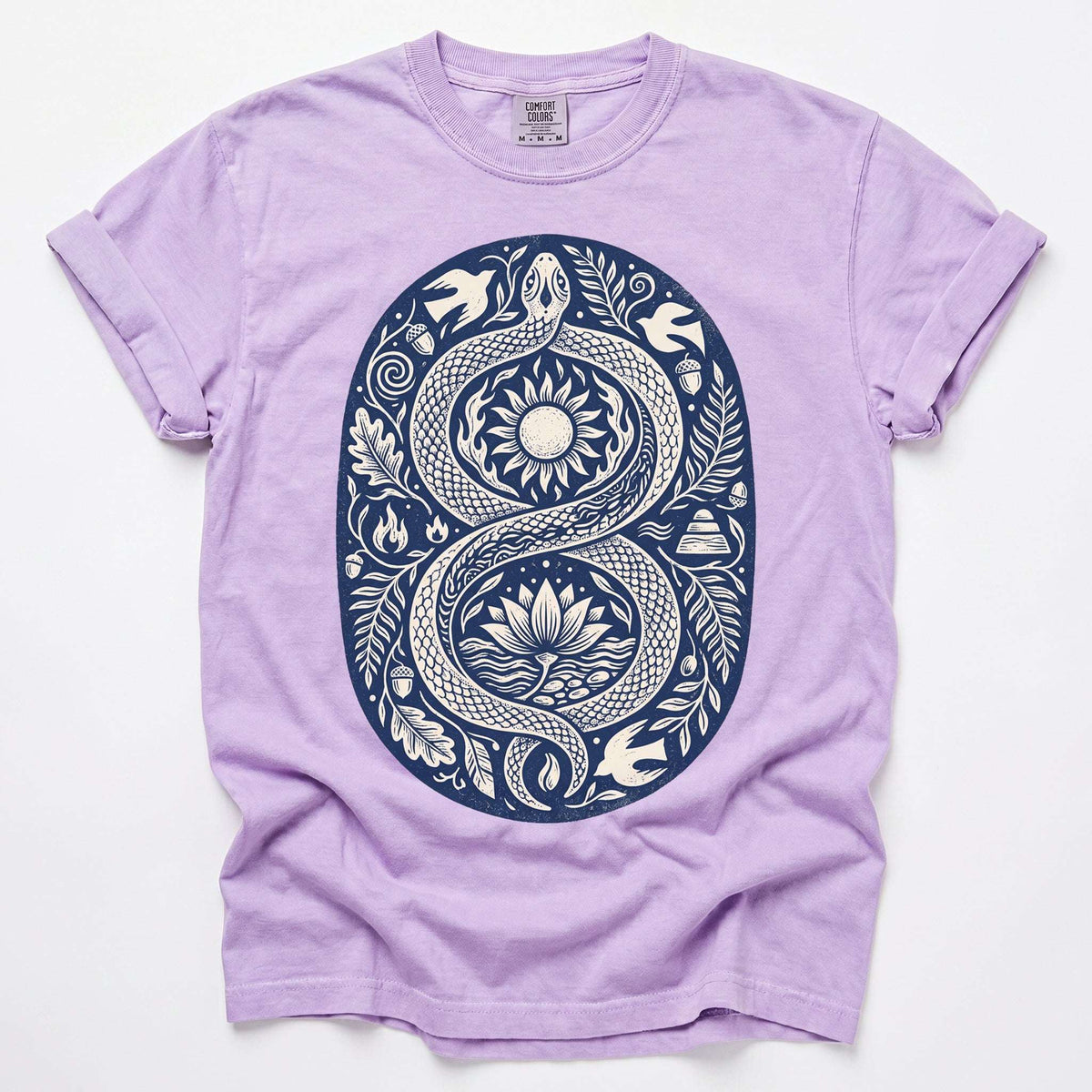 Infinity Serpent Block Print Vintage Washed T-Shirt