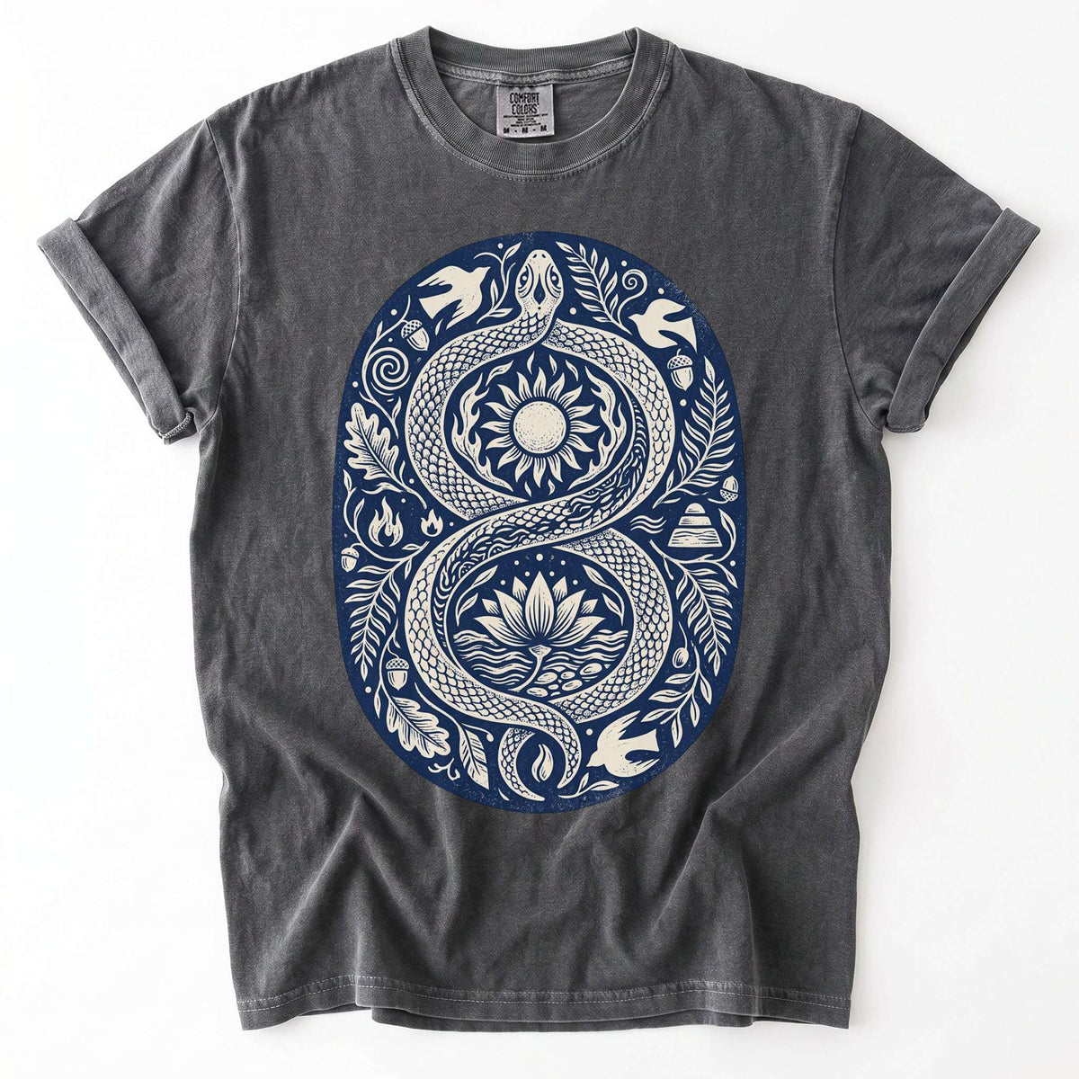 Infinity Serpent Block Print Vintage Washed T-Shirt