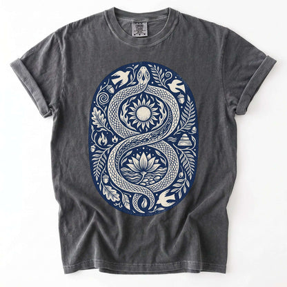 Infinity Serpent Block Print Vintage Washed T-Shirt