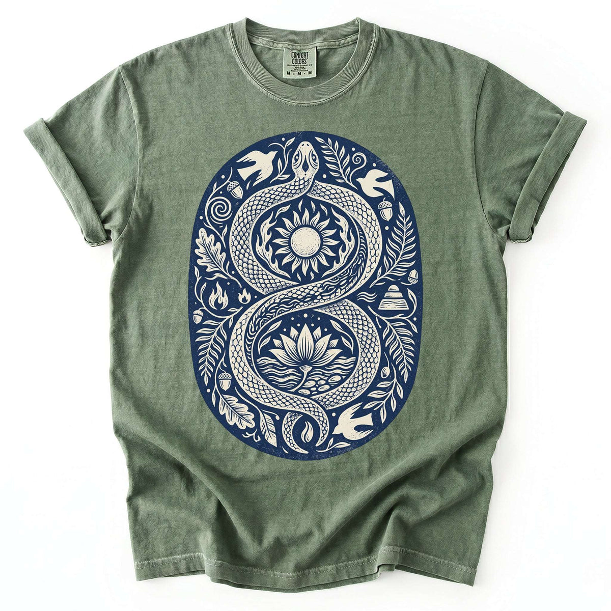 Infinity Serpent Block Print Vintage Washed T-Shirt