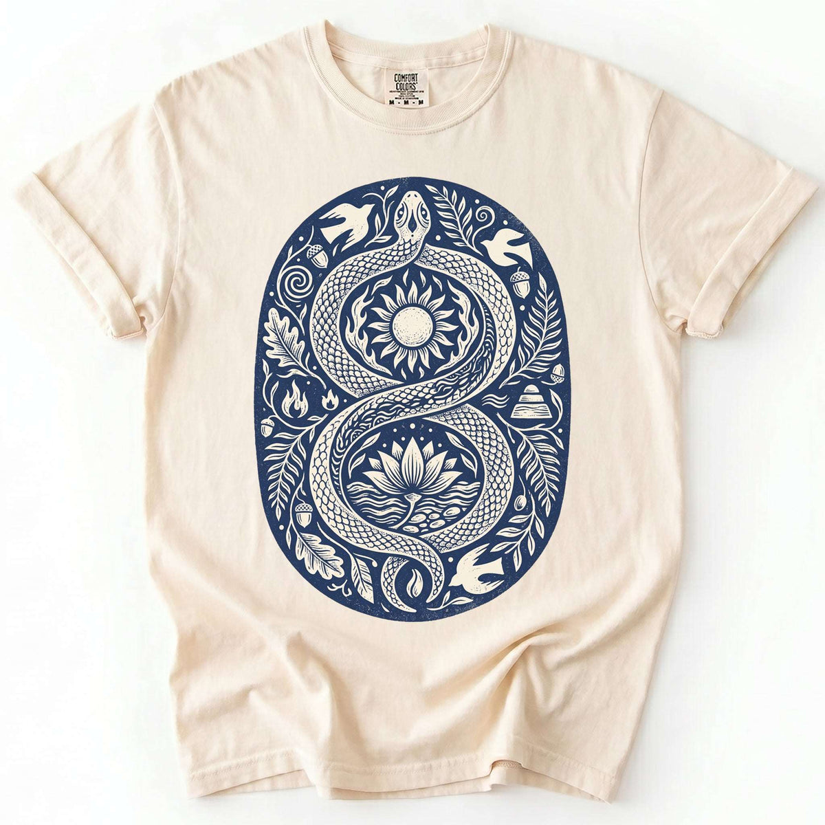 Infinity Serpent Block Print Vintage Washed T-Shirt