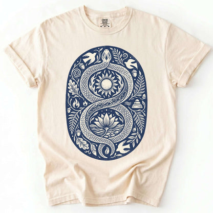 Infinity Serpent Block Print Vintage Washed T-Shirt
