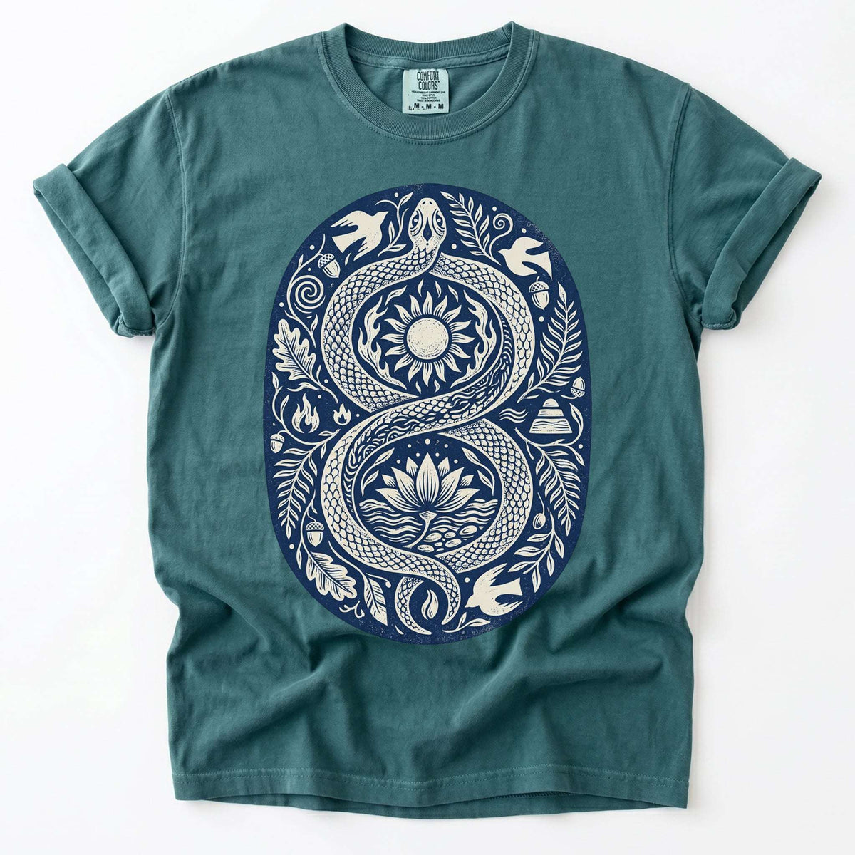 Infinity Serpent Block Print Vintage Washed T-Shirt