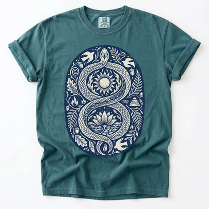 Infinity Serpent Block Print Vintage Washed T-Shirt