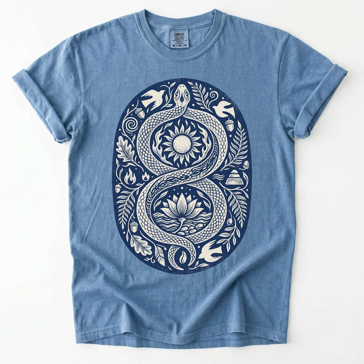 Infinity Serpent Block Print Vintage Washed T-Shirt