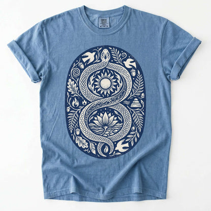 Infinity Serpent Block Print Vintage Washed T-Shirt