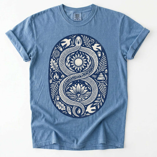Infinity Serpent Block Print Vintage Washed T-Shirt