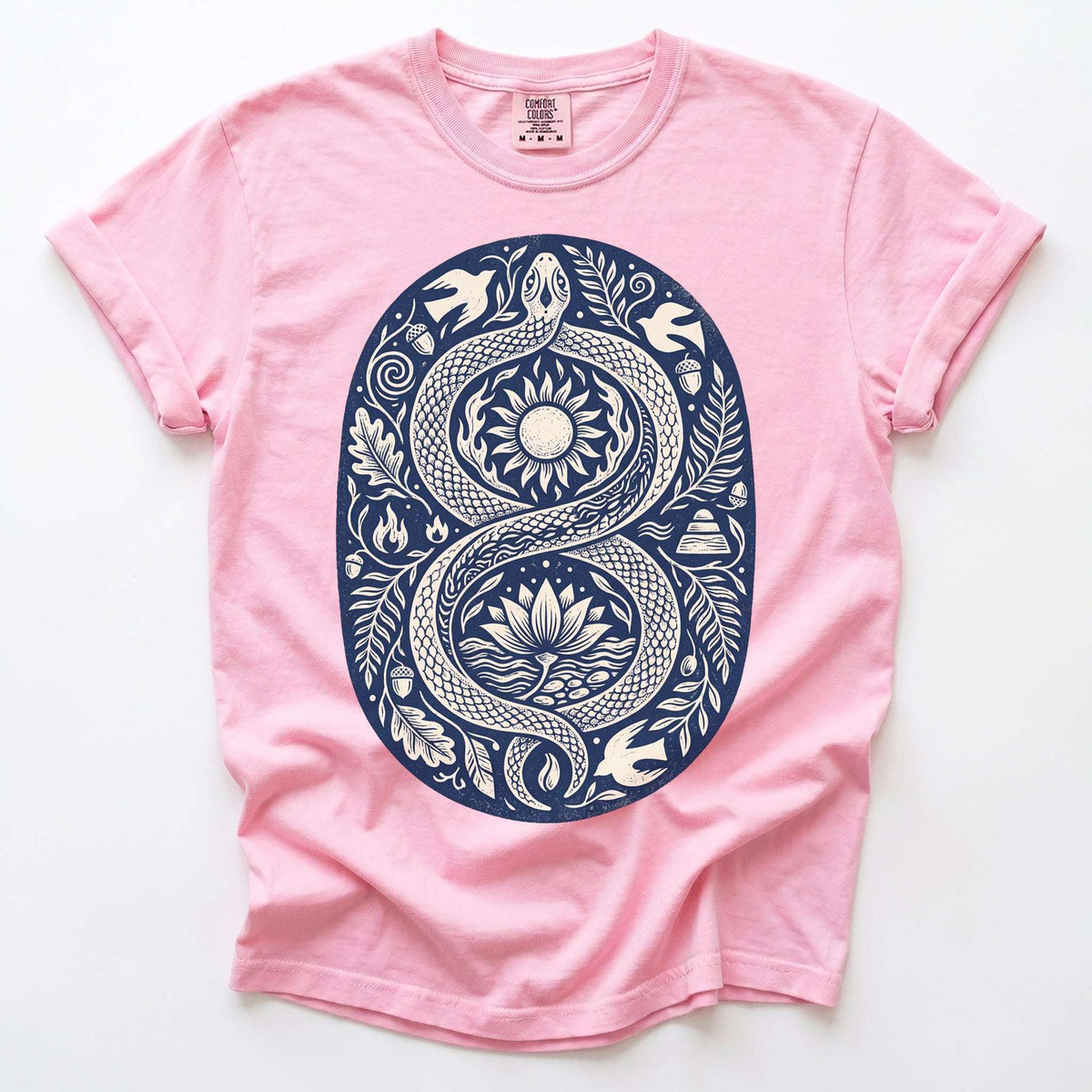 Infinity Serpent Block Print Vintage Washed T-Shirt