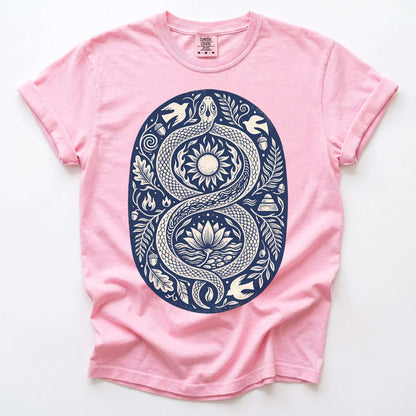 Infinity Serpent Block Print Vintage Washed T-Shirt