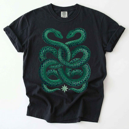 Intertwined Emerald Serpents Vintage Washed T-Shirt