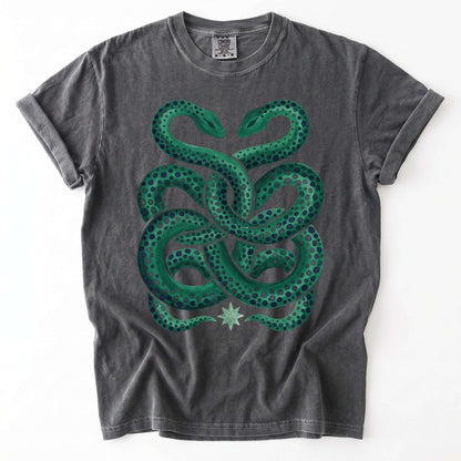 Intertwined Emerald Serpents Vintage Washed T-Shirt