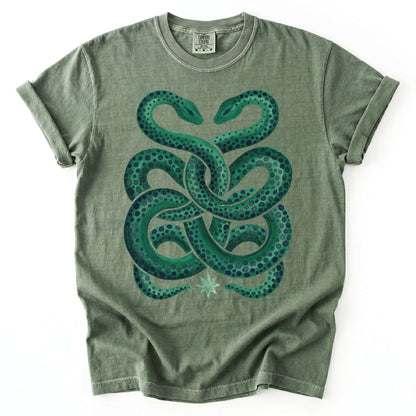 Intertwined Emerald Serpents Vintage Washed T-Shirt