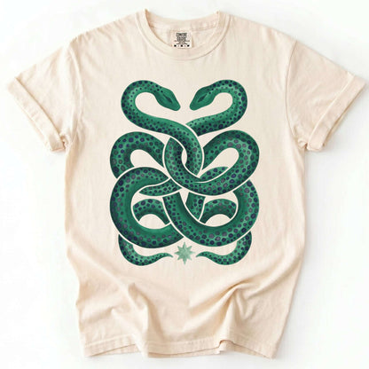 Intertwined Emerald Serpents Vintage Washed T-Shirt