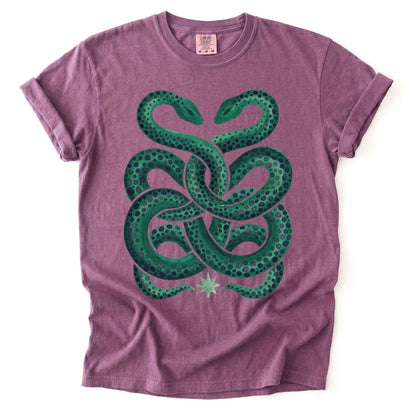 Intertwined Emerald Serpents Vintage Washed T-Shirt