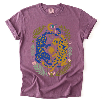 Celestial Leopard Duality Vintage Washed T-Shirt
