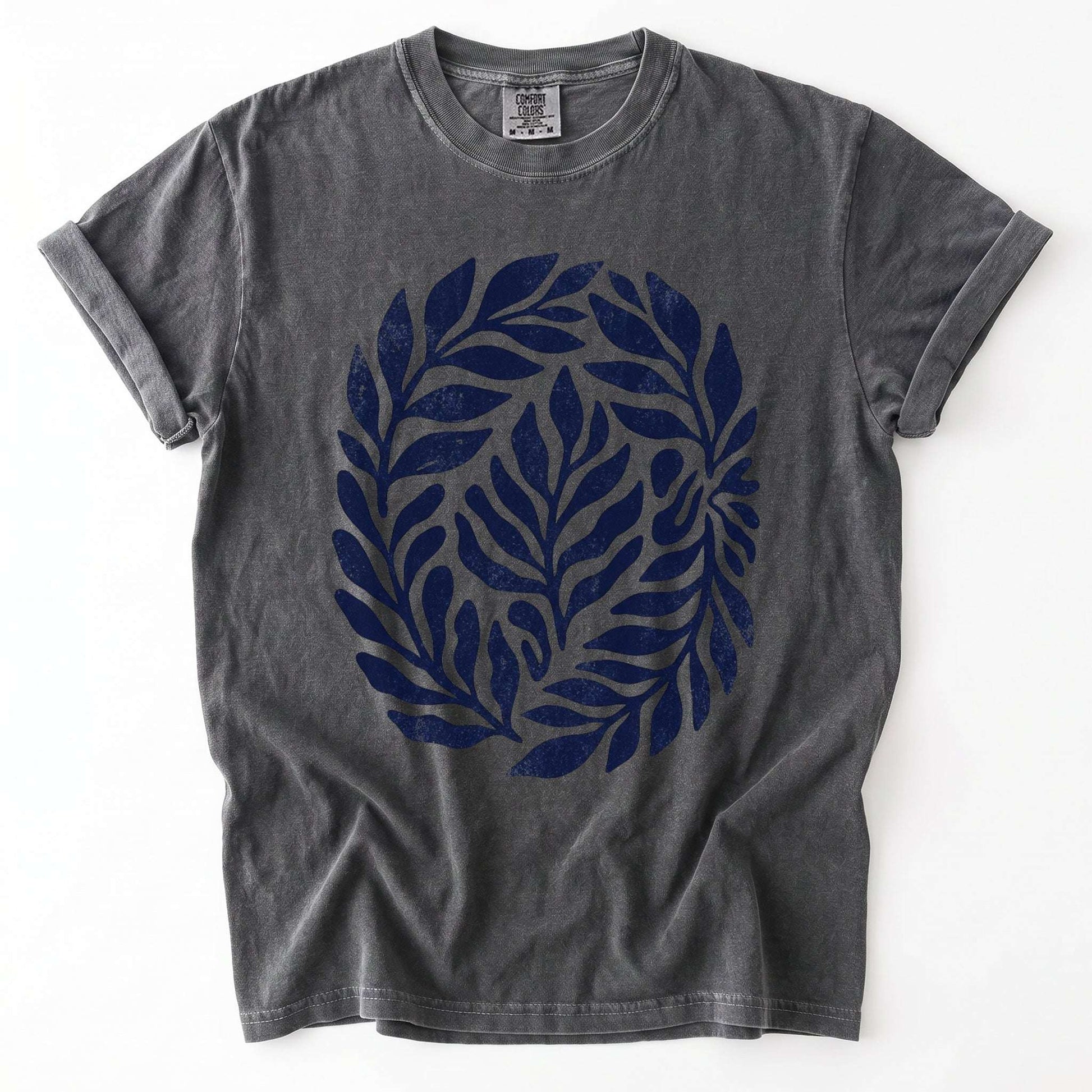 Linocut Leaves Vintage Washed T-Shirt