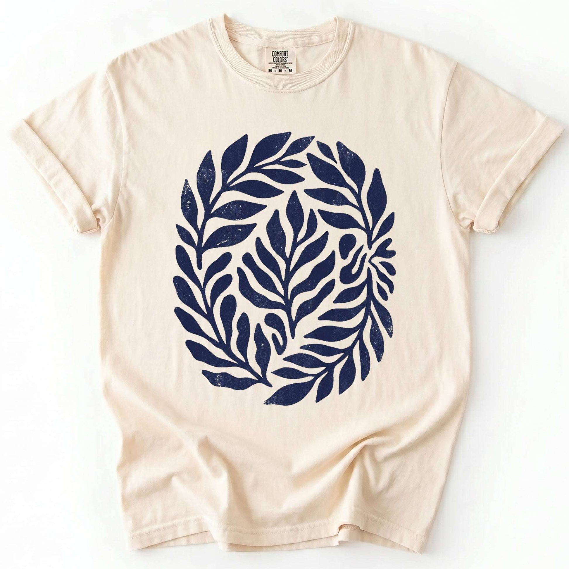 Linocut Leaves Vintage Washed T-Shirt