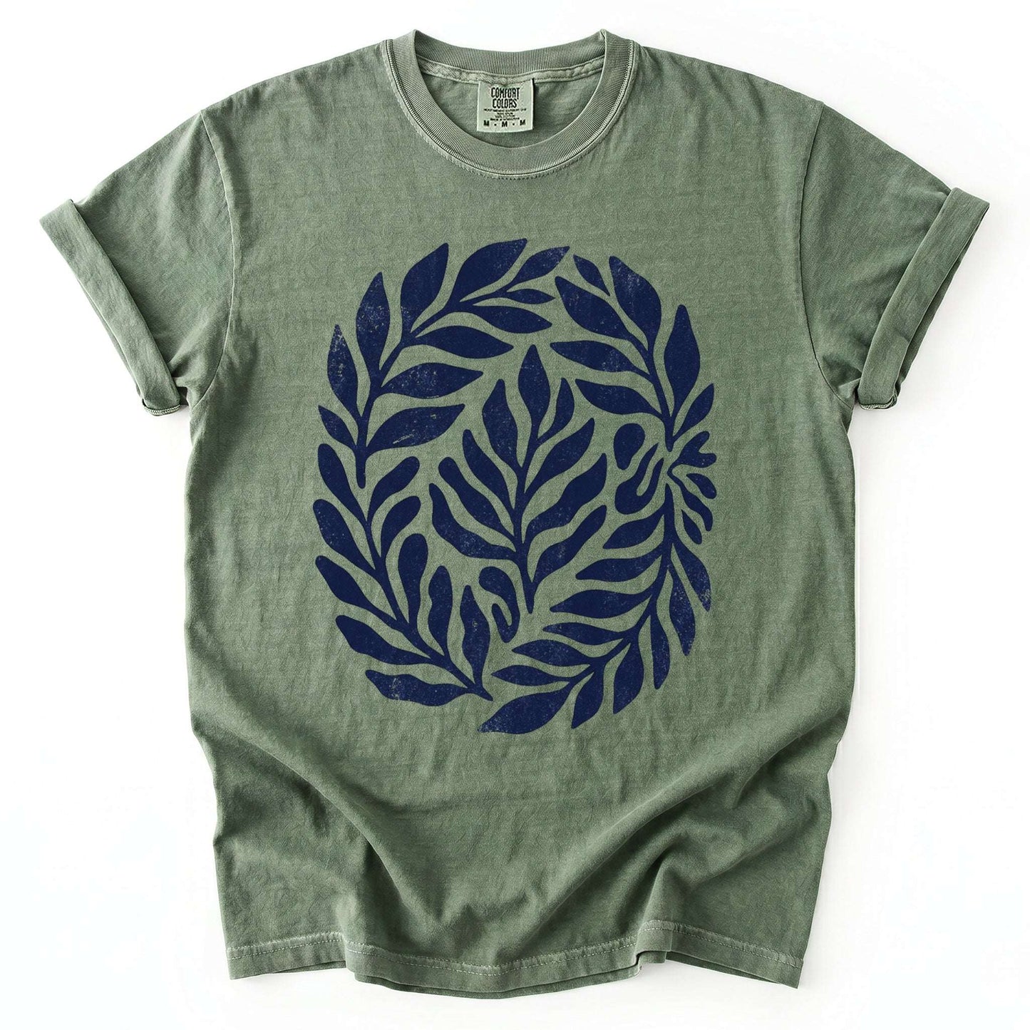 Linocut Leaves Vintage Washed T-Shirt