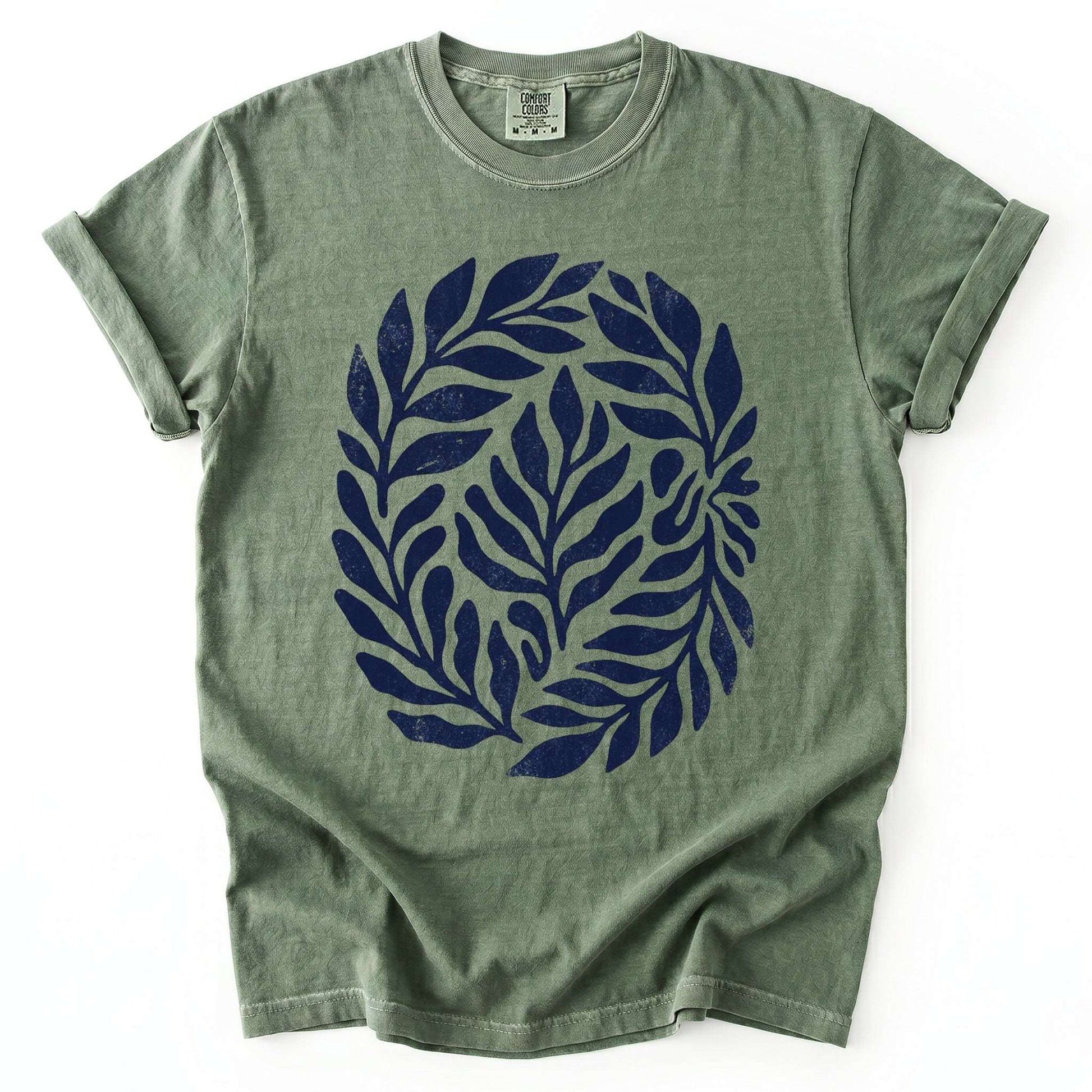 Linocut Leaves Vintage Washed T-Shirt
