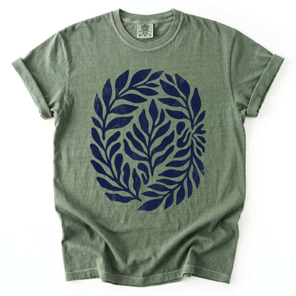 Linocut Leaves Vintage Washed T-Shirt