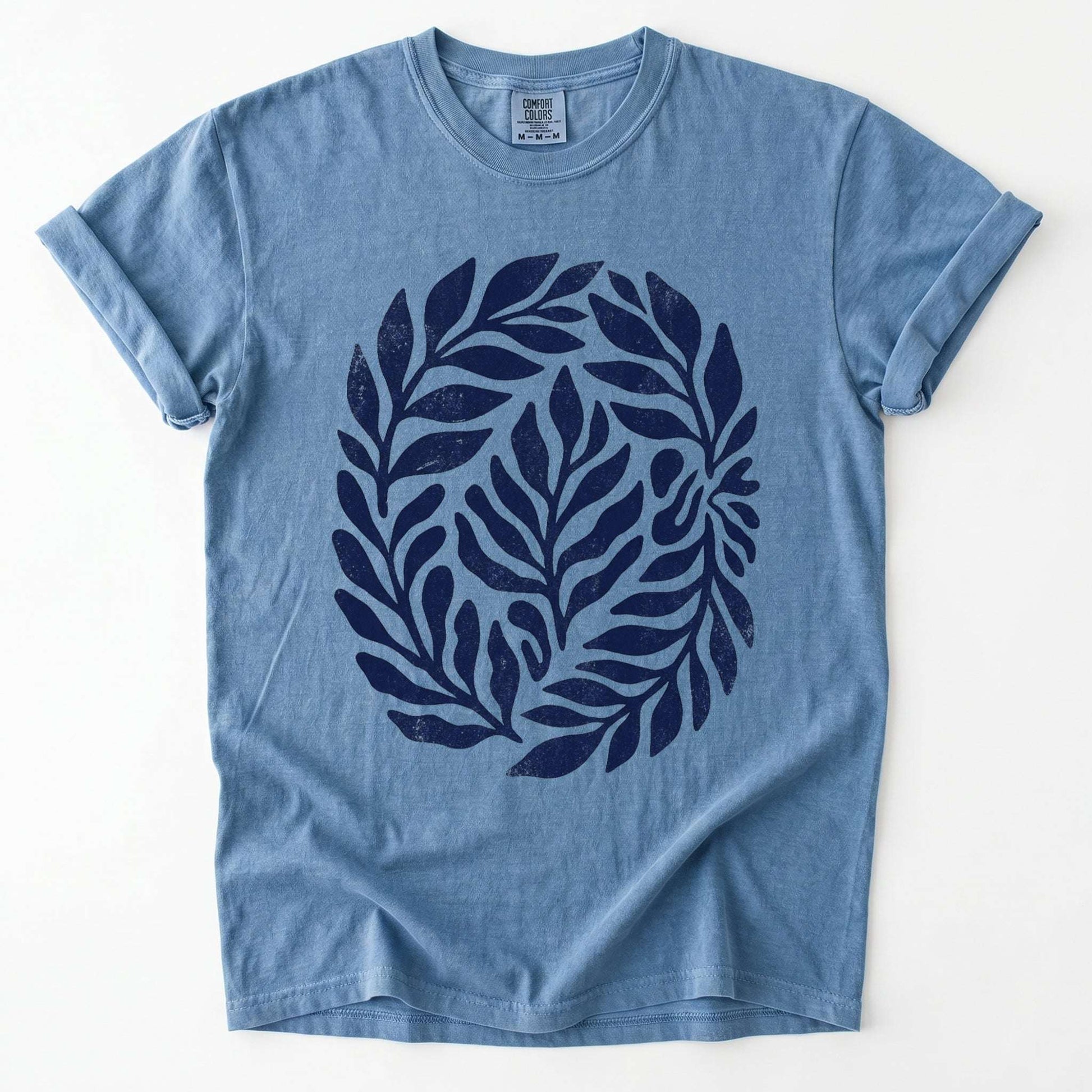 Linocut Leaves Vintage Washed T-Shirt